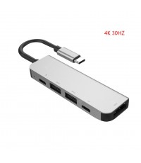 HUB Adapter 8 in 1 Aluminum Alloy USB-C Hub 4K 30HZ HD USB 3.0 Adapter Portable Laptop PD Charging SD TF Card Reader RJ45