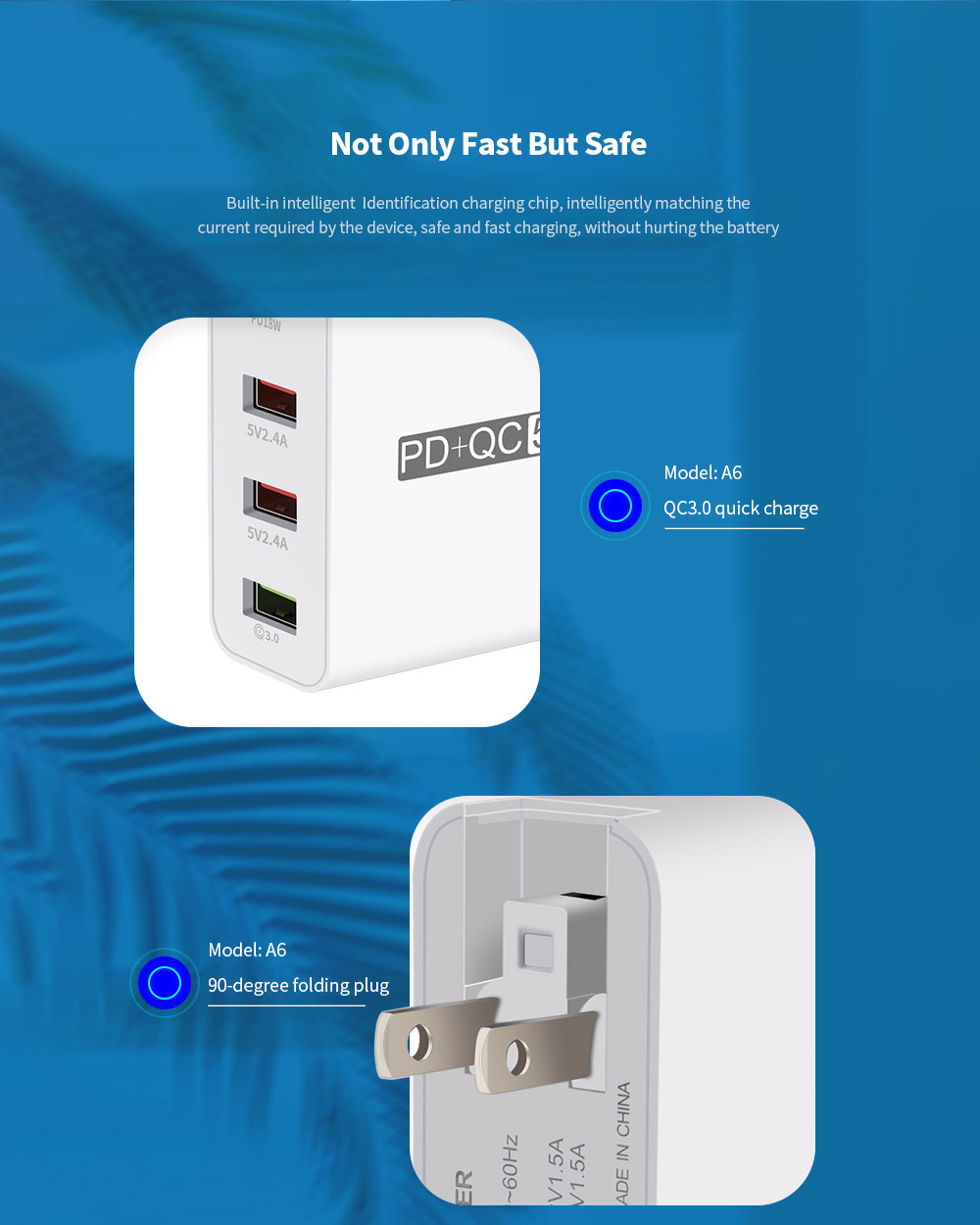 A6 USB Multi-port Plug Adaptor Mobile Phone Charger PD18W QC3.0 Total Power 51W Fast Charge Charging Head - White UK Plug A6 USB Multi-port Plug Adaptor Mobile Phone Charger PD18W QC3.0 Total Power 51W Fast Charge Charging Head - White UK Plug