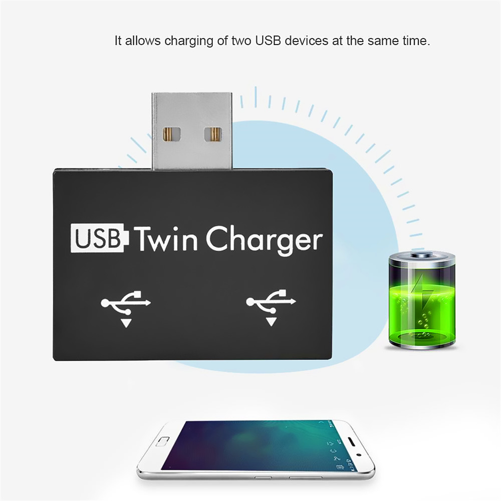 USB Twin Charger Dual 2 Port Charging Splitter Hub Adapter - White USB Twin Charger Dual 2 Port Charging Splitter Hub Adapter - White