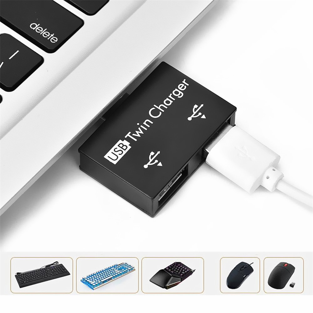 USB Twin Charger Dual 2 Port Charging Splitter Hub Adapter - White USB Twin Charger Dual 2 Port Charging Splitter Hub Adapter - White