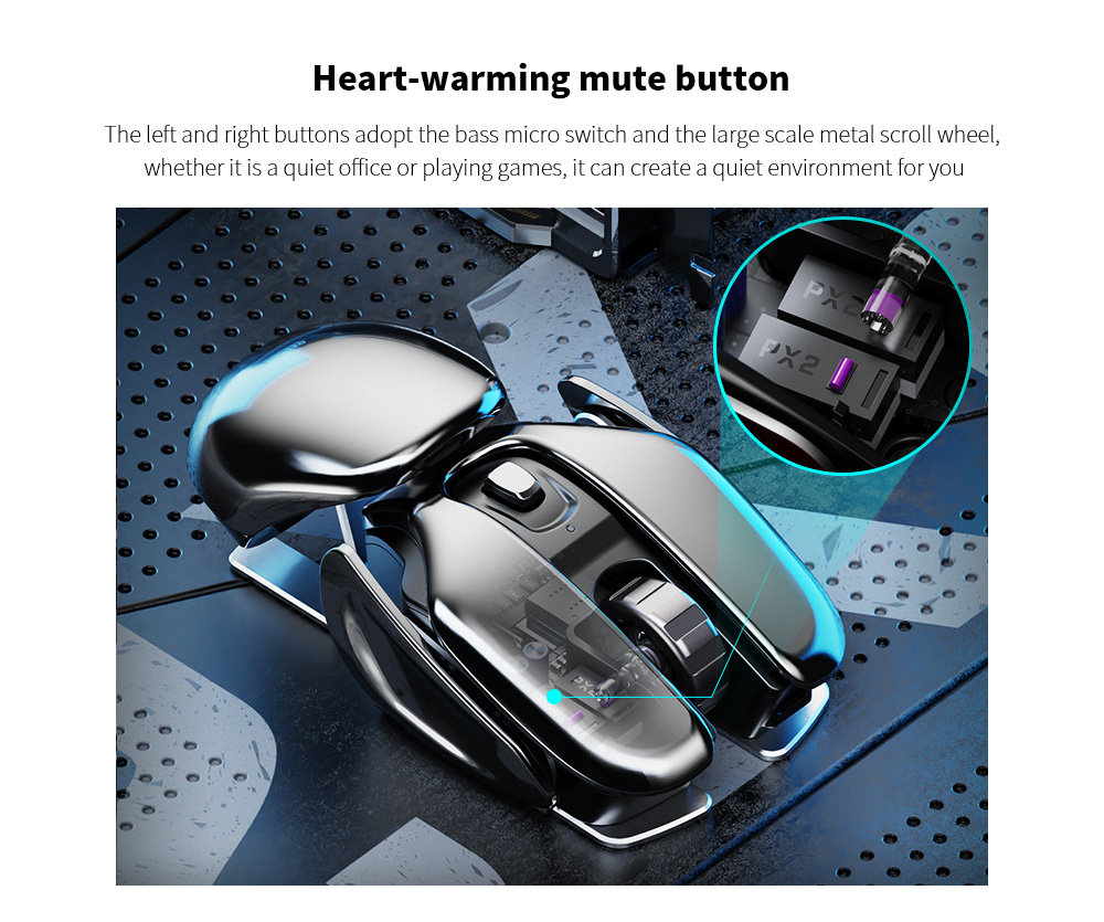 PX2 Metal 2.4G Electricity Wireless Mouse Heart-warming mute button PX2 Metal 2.4G Electricity Wireless Mouse Heart-warming mute button