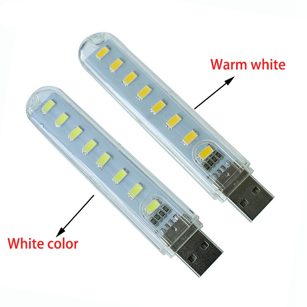 8 LED Mini Portable USB LED Night Light Powered Camping Lamp - Warm White 8 LED Mini Portable USB LED Night Light Powered Camping Lamp - Warm White