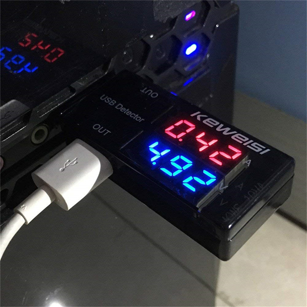 USB Detector Current Voltage 3V-9V Tester Double USB Row Shows- Black USB Detector Current Voltage 3V-9V Tester Double USB Row Shows- Black