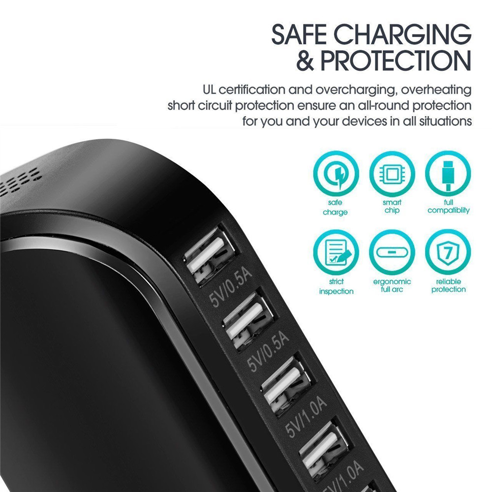 6 Port 30W Charging Station Support USB Charger Power Adapter 6 Port 30W Charging Station Support USB Charger Power Adapter