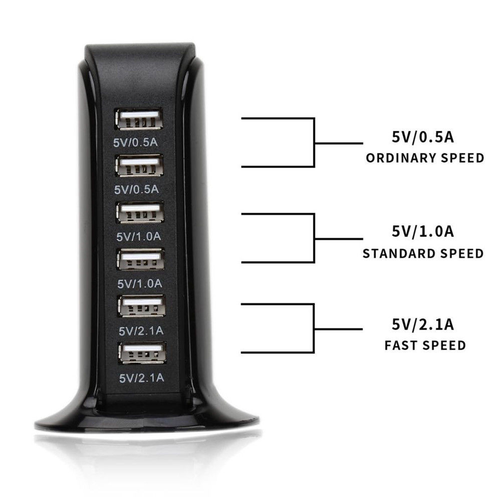 6 Port 30W Charging Station Support USB Charger Power Adapter 6 Port 30W Charging Station Support USB Charger Power Adapter