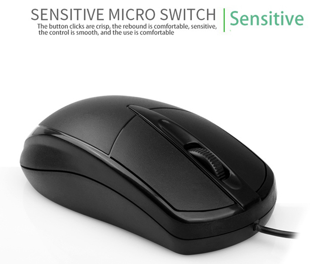T13 Keyboard Mouse Set Wired USB Desktop Notebook Computer Keyboard Mouse - Black