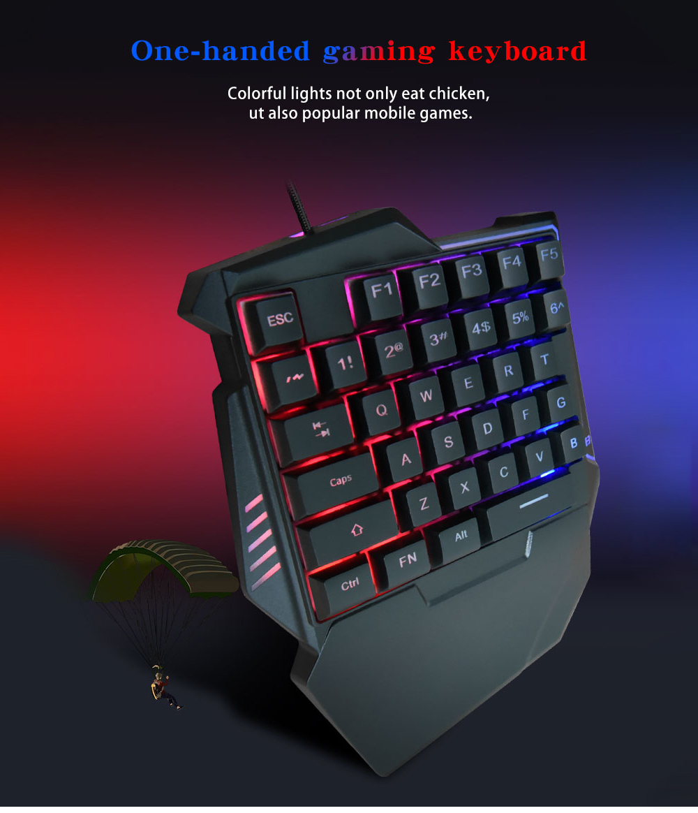 G7 One Handed Gaming Keyboard Mobile Game Color Backlit Player Mechanical Sensation Keypad - Black G7 One Handed Gaming Keyboard Mobile Game Color Backlit Player Mechanical Sensation Keypad - Black