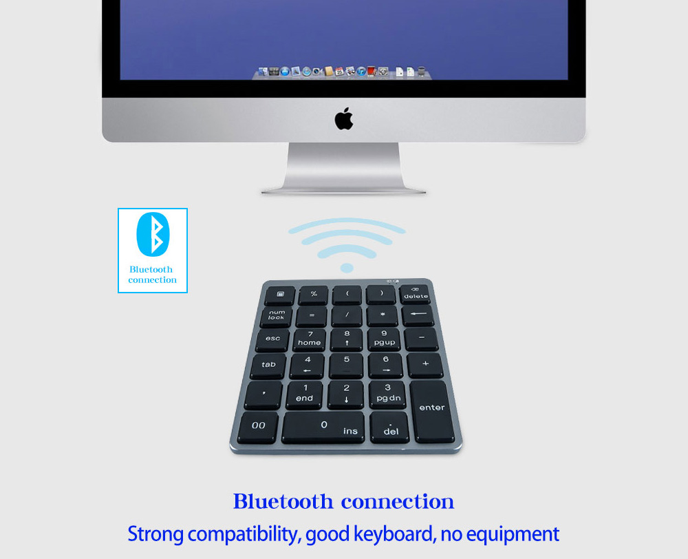 N960 Wireless 28-key Numeric Keypad Office Aluminum Bluetooth Wireless Charging Numeric Keypad Slim Mini - White N960 Wireless 28-key Numeric Keypad Office Aluminum Bluetooth Wireless Charging Numeric Keypad Slim Mini - White