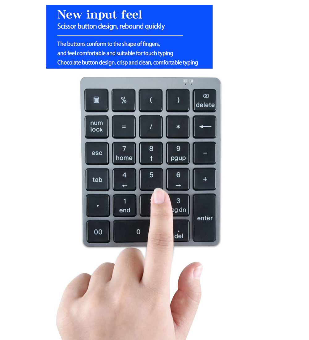 N960 Wireless 28-key Numeric Keypad Office Aluminum Bluetooth Wireless Charging Numeric Keypad Slim Mini - White N960 Wireless 28-key Numeric Keypad Office Aluminum Bluetooth Wireless Charging Numeric Keypad Slim Mini - White