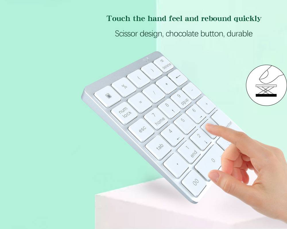 N960 Wireless 28-key Numeric Keypad Office Aluminum Bluetooth Wireless Charging Numeric Keypad Slim Mini - White N960 Wireless 28-key Numeric Keypad Office Aluminum Bluetooth Wireless Charging Numeric Keypad Slim Mini - White