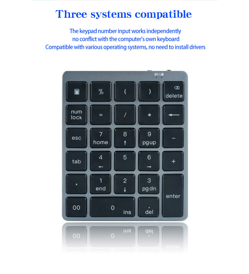 N960 Wireless 28-key Numeric Keypad Office Aluminum Bluetooth Wireless Charging Numeric Keypad Slim Mini - White N960 Wireless 28-key Numeric Keypad Office Aluminum Bluetooth Wireless Charging Numeric Keypad Slim Mini - White