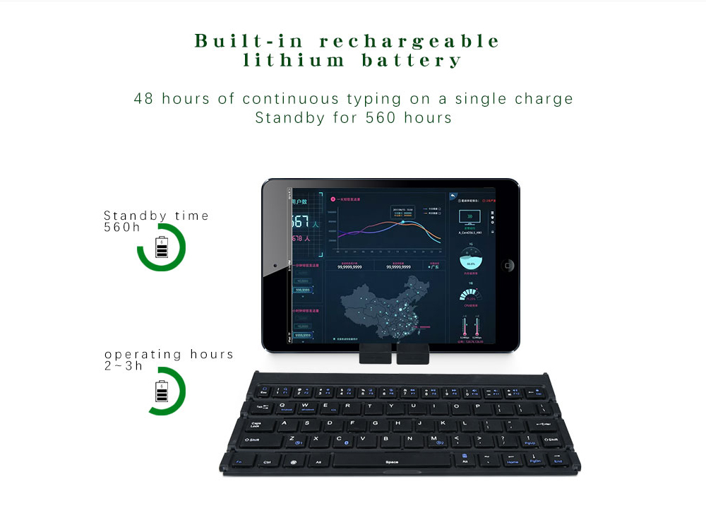 Keyboard Tri Fold Bluetooth Ultra Thin Tablet Phone Touchpad Wireless Multi Function - Light Gray Keyboard Tri Fold Bluetooth Ultra Thin Tablet Phone Touchpad Wireless Multi Function - Light Gray