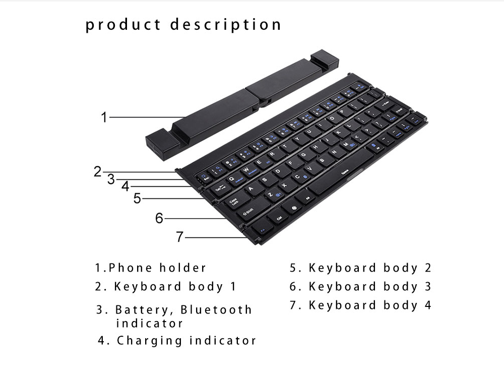 Keyboard Tri Fold Bluetooth Ultra Thin Tablet Phone Touchpad Wireless Multi Function - Light Gray Keyboard Tri Fold Bluetooth Ultra Thin Tablet Phone Touchpad Wireless Multi Function - Light Gray